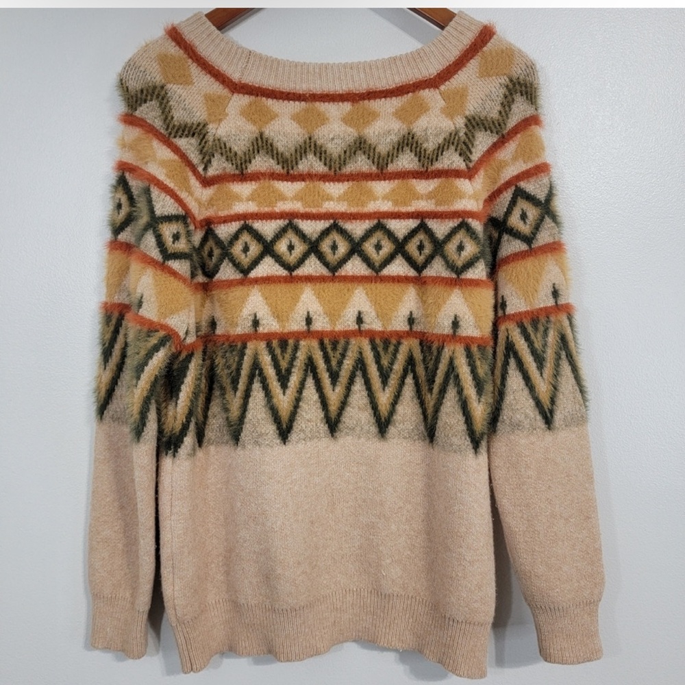 Southwestern Fall Colored Eyelash Knit Sweater